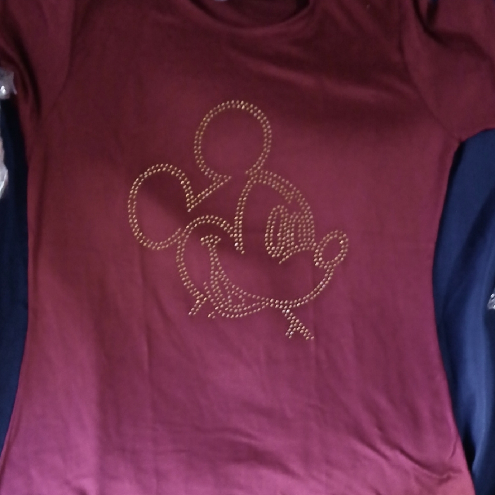 Women Maroon Mickey Mouse T-Shirt